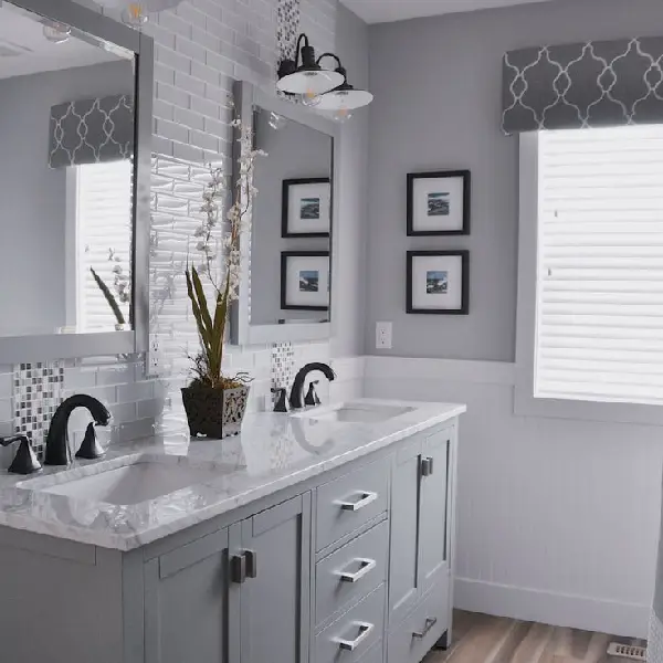 Soft gray bathroom